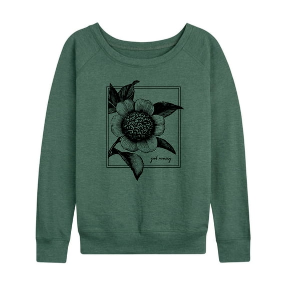 Instant Message - Good Morning With Flower - Women's Lightweight French Terry Long Sleeve Shirt