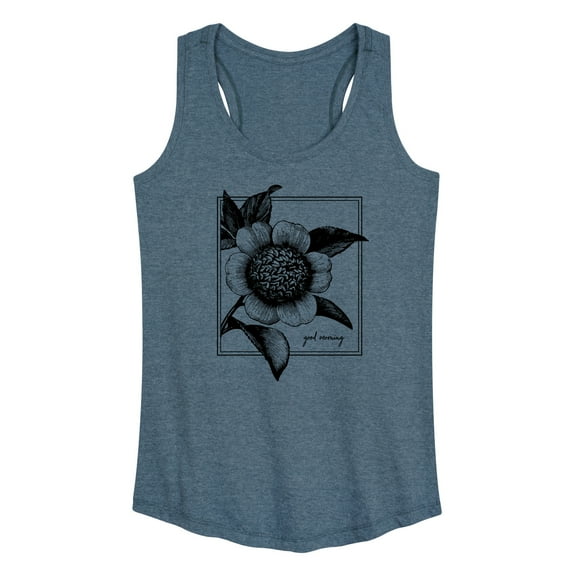 Instant Message - Good Morning With Flower - Women's Racerback Tank Top