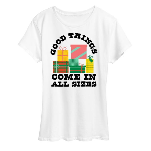 Instant Message - Good Things Come In All Sizes Christmas Presents- Women's Short Sleeve Graphic T-Shirt