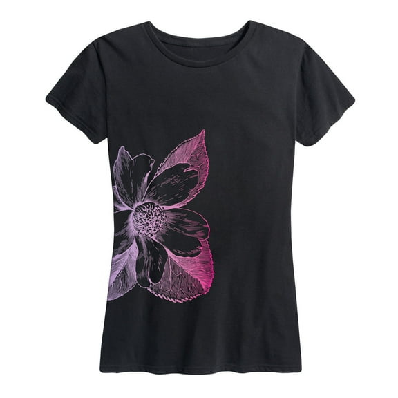 Instant Message - Gradient Pink And Purple Flower On Black - Women's Short Sleeve Graphic T-Shirt