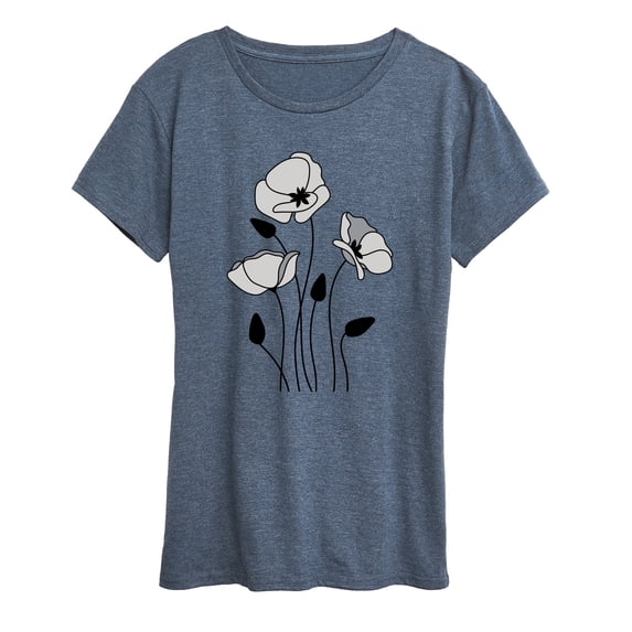 Instant Message - Gray Poppies Short Sleeve Graphic T-Shirt