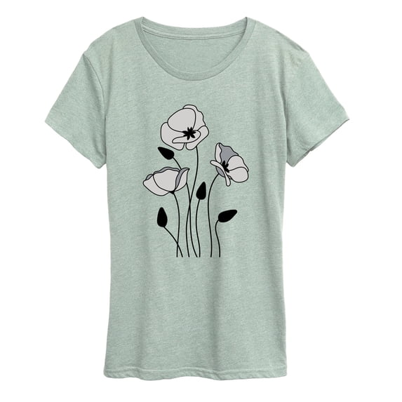Instant Message - Gray Poppies Short Sleeve Graphic T-Shirt
