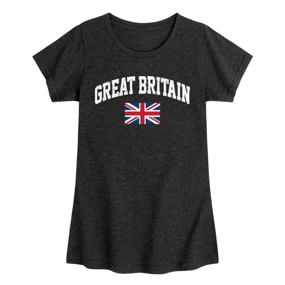 Instant Message - Great Britain Flag Girls' Fitted Short Sleeve Graphic T-Shirt