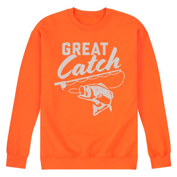 Instant Message - Great Catch - Fishing, Hunting, Camping - Men's Crew Neck Fleece Pullover