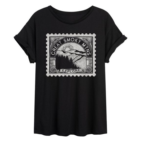 Instant Message - Great Smoky Mtns Stamp Oversized Graphic T-Shirt