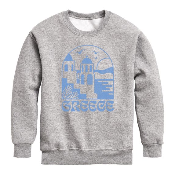 Instant Message - Greece Graphic Long Sleeve Fleece Sweatshirt