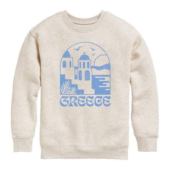 Instant Message - Greece Graphic Long Sleeve Fleece Sweatshirt