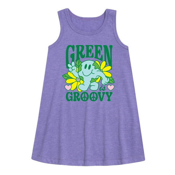 Instant Message - Green Is Groovy  - Toddler & Youth Girls A-line Dress