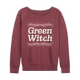 thumbnail image 1 of Instant Message - Green Witch - Women's French Terry Long Sleeve Pullover, 1 of 6