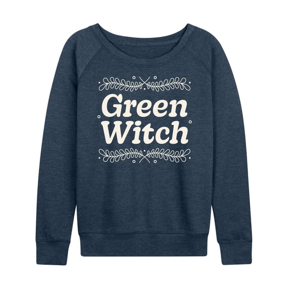 Instant Message - Green Witch - Women's French Terry Long Sleeve Pullover