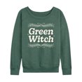 thumbnail image 1 of Instant Message - Green Witch - Women's French Terry Long Sleeve Pullover, 1 of 6