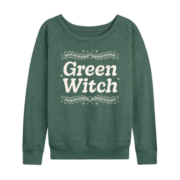 Instant Message - Green Witch - Women's French Terry Long Sleeve Pullover