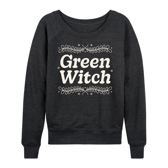 Instant Message - Green Witch - Women's French Terry Long Sleeve Pullover