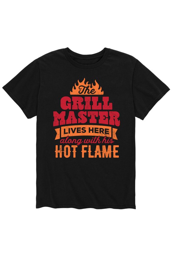 - Grill Master Lives Here Hot Flame - Men's Short Sleeve Graphic T-Shirt