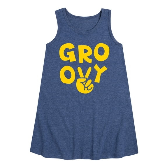 Instant Message - Groovy Peace Sign - Toddler & Youth Girls A-line Dress