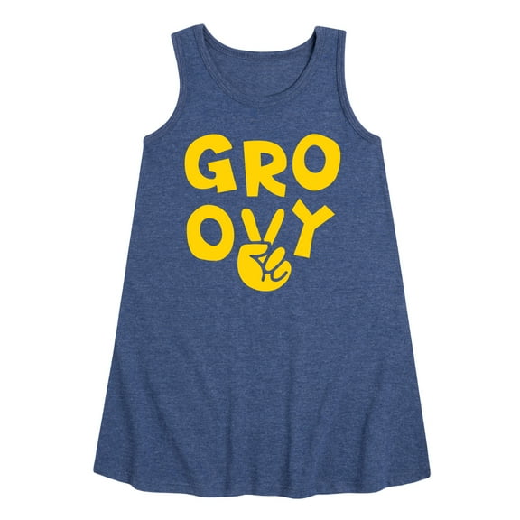 Instant Message - Groovy Peace Sign - Toddler & Youth Girls A-line Dress