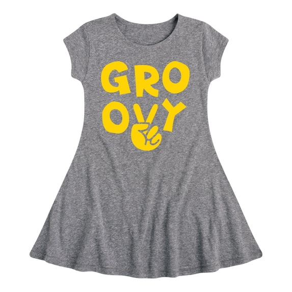 Instant Message - Groovy Peace Sign - Toddler & Youth Girls Fit & Flare Dress