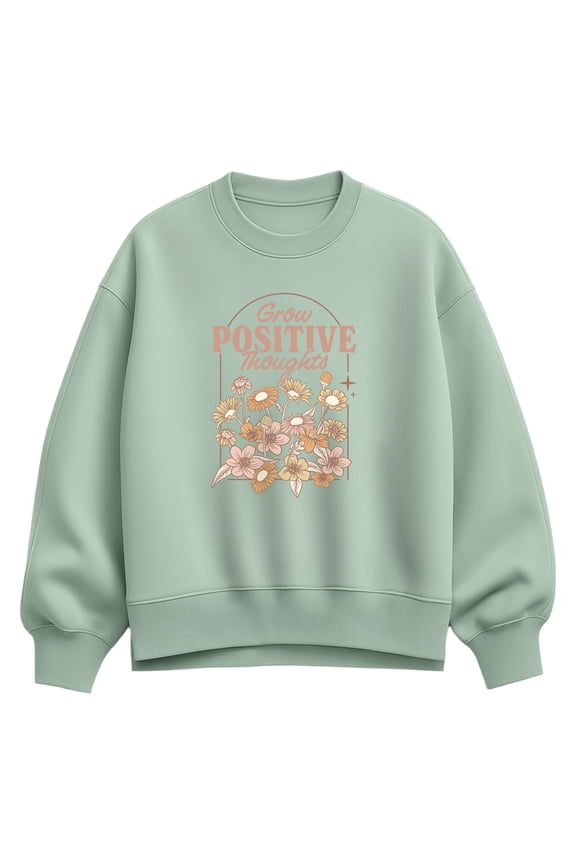 - Grow Positive - Ladies Oversized Fleece Crew Sweatshirt