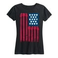 thumbnail image 1 of Instant Message - Guitar American Flag - Women's Short Sleeve Graphic T-Shirt, 1 of 5