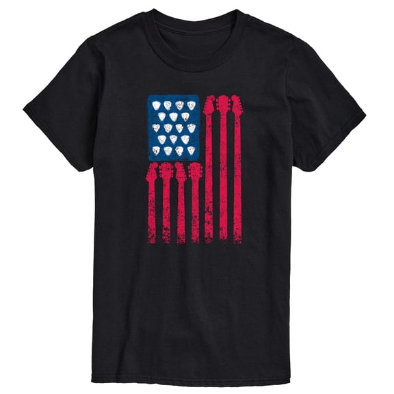 Instant Message - Guitar American Flag - Men's Short Sleeve Graphic T-Shirt