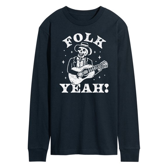 Instant Message - Guitar Skeleton Folk Yeah - Men's Long Sleeve T-Shirt