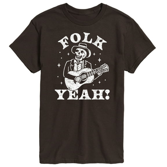 Instant Message - Guitar Skeleton Folk Yeah - Men's Short Sleeve Graphic T-Shirt