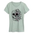 thumbnail image 1 of Instant Message - Half Skull Half Flowers - Women's Short Sleeve Graphic T-Shirt, 1 of 4