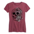 thumbnail image 1 of Instant Message - Half Skull Half Flowers - Women's Short Sleeve Graphic T-shirt, 1 of 5