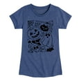 thumbnail image 1 of Instant Message - Halloween Doodle -Youth Girls Short Sleeve T-Shirt, 1 of 5