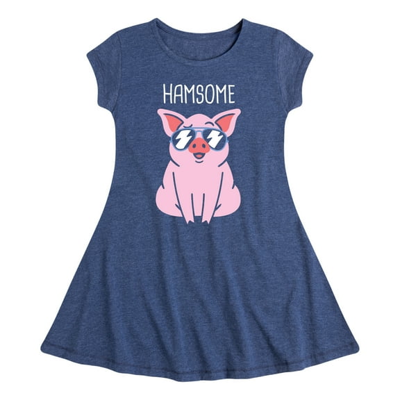 Instant Message - Hamsome Pig - Toddler & Youth Girls Fit & Flare Dress