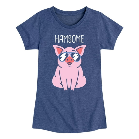 Instant Message - Hamsome Pig - Toddler & Youth Girls Short Sleeve Graphic T-Shirt