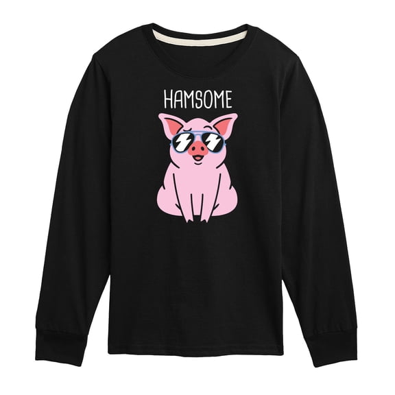 Instant Message - Hamsome Pig - Toddler & Youth Long Sleeve Graphic T-Shirt