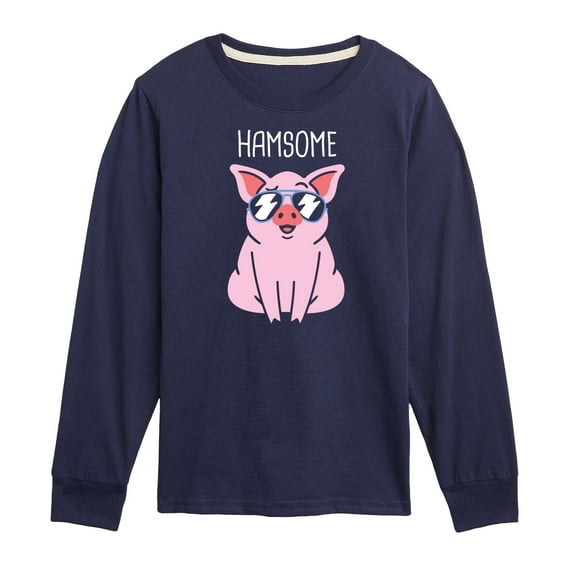 Instant Message - Hamsome Pig - Toddler & Youth Long Sleeve Graphic T-Shirt