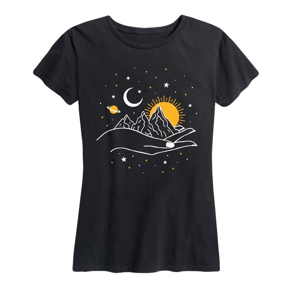 Instant Message - Hand Holding Celestial Mountain - Women's Short Sleeve Graphic T-Shirt