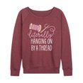 thumbnail image 1 of Instant Message - Hanging On By A Thread - Women's Lightweight French Terry Long Sleeve Shirt, 1 of 6