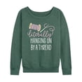 thumbnail image 1 of Instant Message - Hanging On By A Thread - Women's Lightweight French Terry Long Sleeve Shirt, 1 of 6
