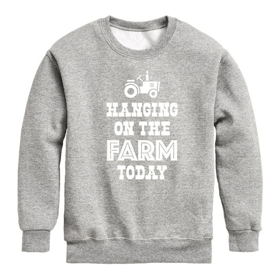 Instant Message - Hanging On The Farm Today - Toddler & Youth Crewneck Fleece Sweatshirt