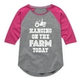 thumbnail image 1 of Instant Message - Hanging On The Farm Today - Toddler & Youth Girls Raglan Graphic T-Shirt, 1 of 5