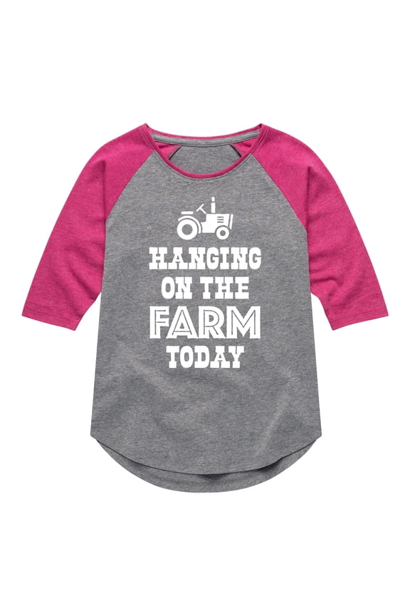 - Hanging On The Farm Today - Toddler & Youth Girls Raglan Graphic T-Shirt