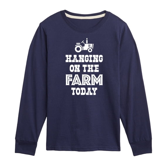Instant Message - Hanging On The Farm Today - Toddler & Youth Long Sleeve Graphic T-Shirt