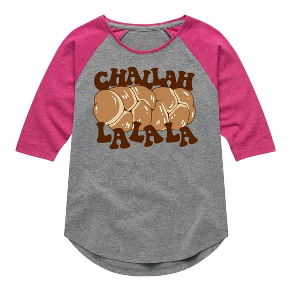 Instant Message - Hanukkah - Challah LaLaLa - Toddler & Youth Girls Raglan Graphic T-Shirt