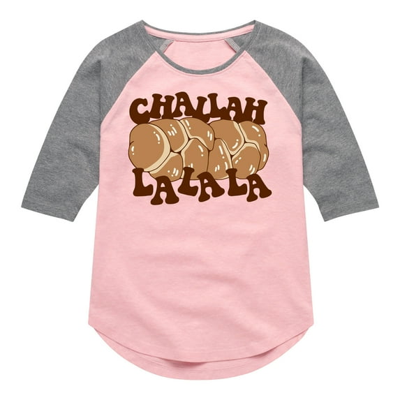 Instant Message - Hanukkah - Challah LaLaLa - Toddler & Youth Girls Raglan Graphic T-Shirt