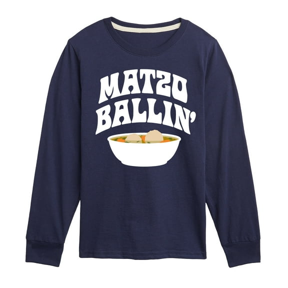 Instant Message - Hanukkah - Matzo Ballin' - Toddler & Youth Long Sleeve Graphic T-Shirt