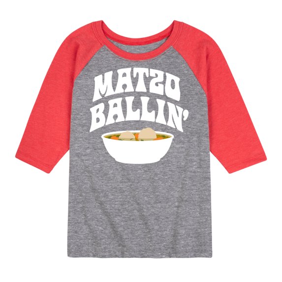 Instant Message - Hanukkah - Matzo Ballin' - Toddler & Youth Raglan Graphic T-Shirt