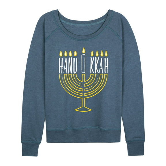 Instant Message - Hanukkah Menorah - Ladies French Terry Long Sleeve Shirt