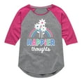 thumbnail image 1 of Instant Message - Happier Thoughts - Toddler And Youth Girls Raglan Graphic T-Shirt, 1 of 6