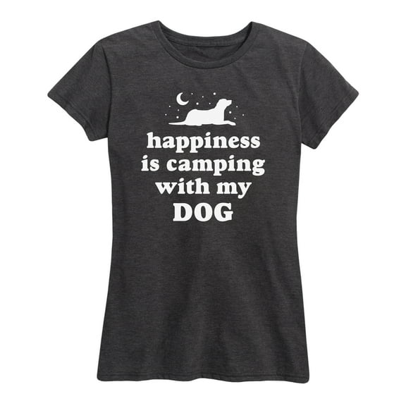 Instant Message - Happiness Is Camping With My Dog - - Women's Short Sleeve Graphic T-Shirt