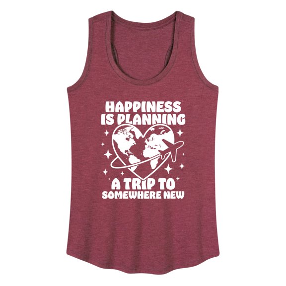 Instant Message - Happiness Is Planning A Trip To Somewhere New - Women's Racerback Tank Top
