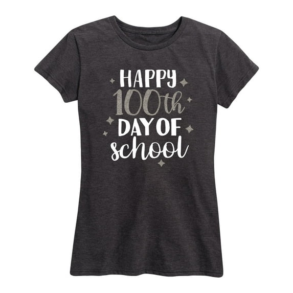Instant Message - Happy 100Th Day Of School Sparkle Teacher Shirt - Women's Short Sleeve Graphic T-Shirt