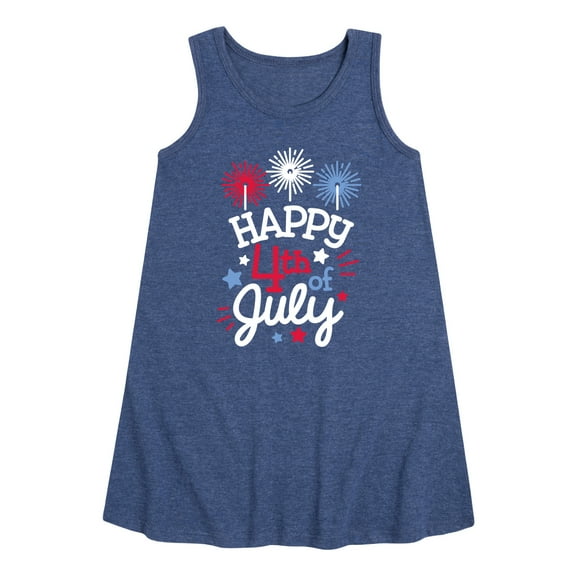 Instant Message - Happy 4Th Of July - Toddler & Youth Girls A-line Dress